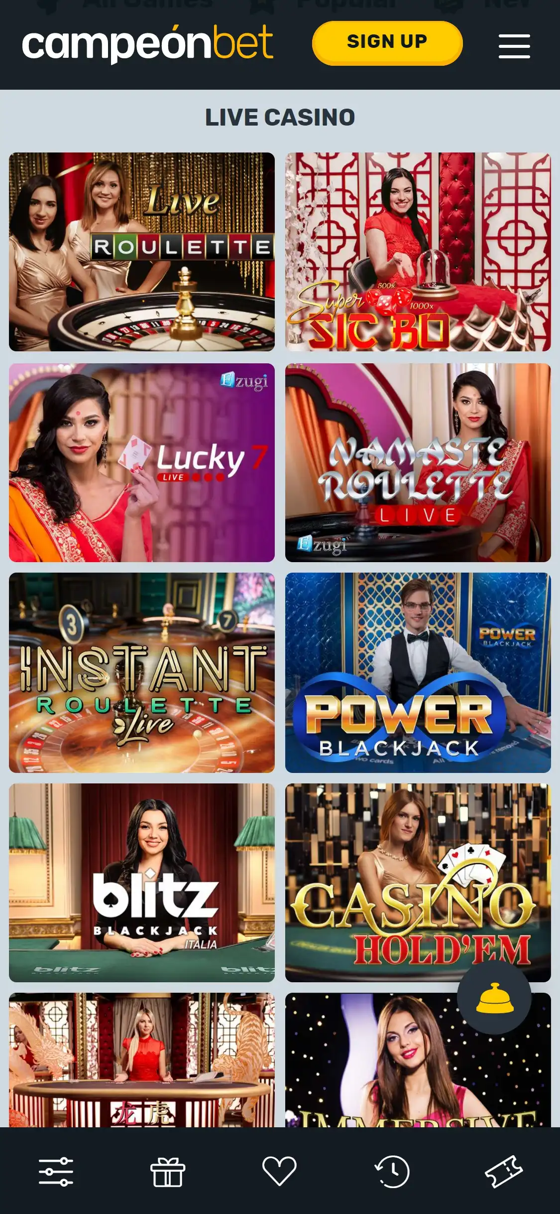Campeon Bet Mobile Live Dealer Games Review
