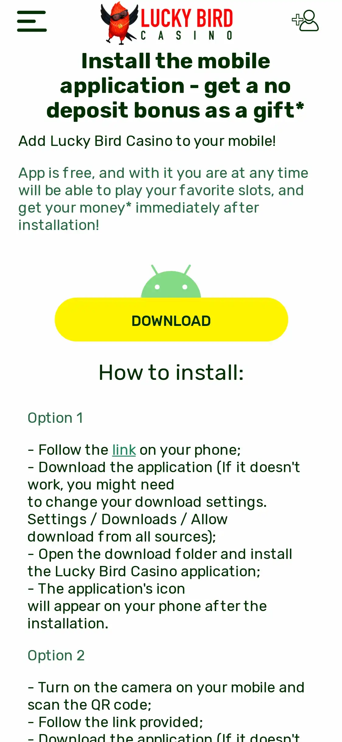Lucky Bird Casino Mobile App Review