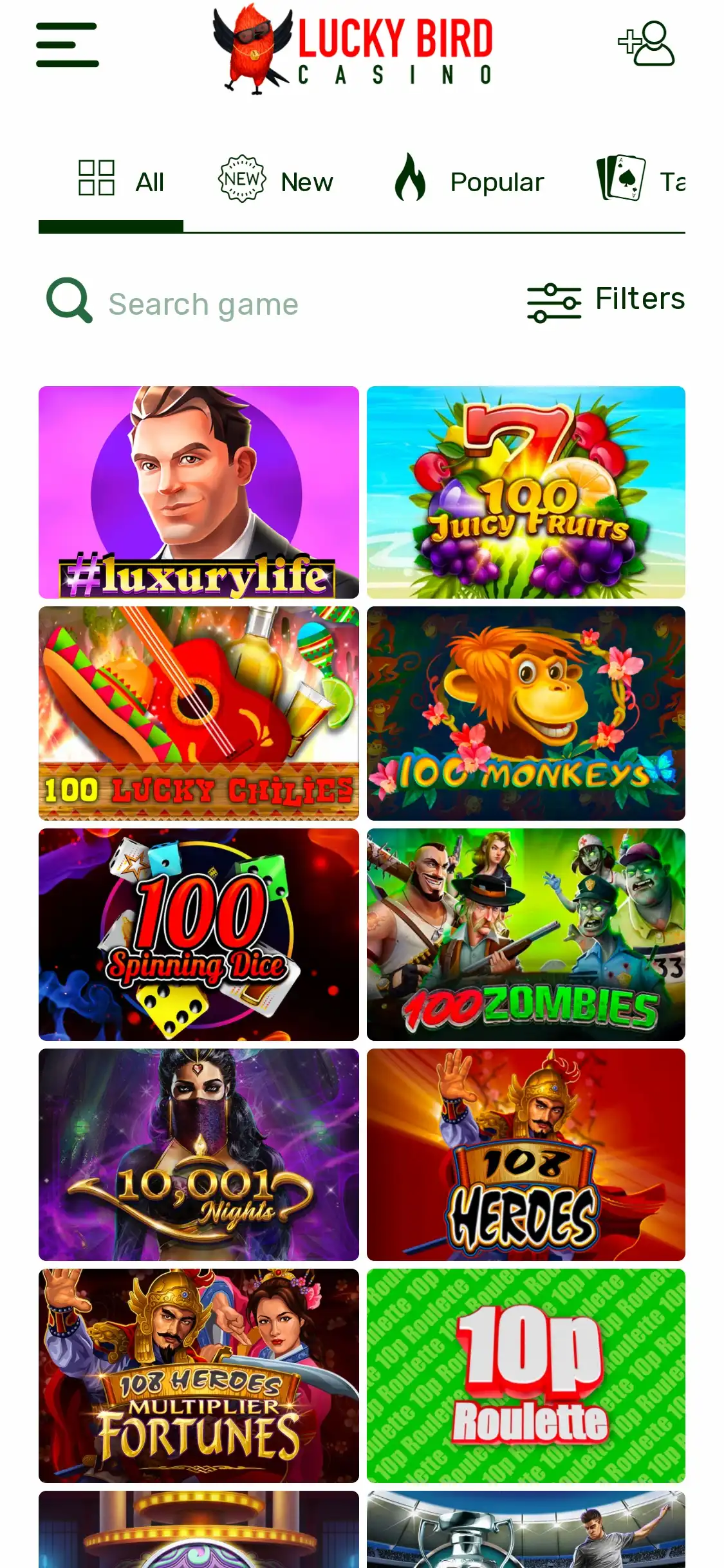 Lucky Bird Casino Mobile Games Review
