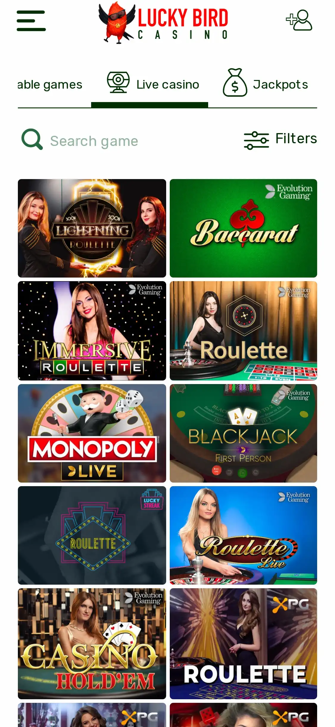 Lucky Bird Casino Mobile Live Dealer Games Review