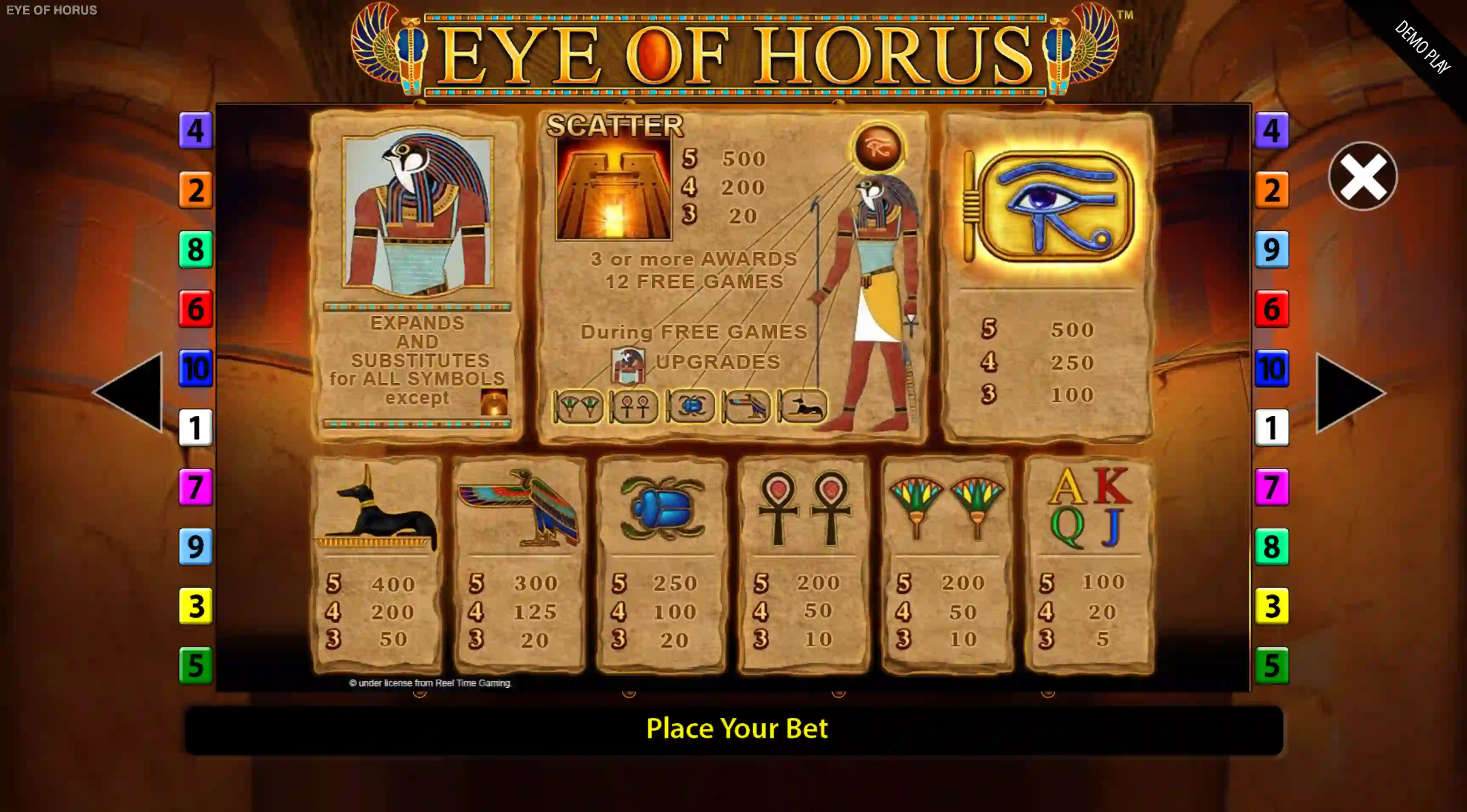 The Eye of Horus Online Slot Demo Game by Reel Time Gaming